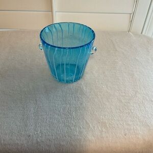 Blue Glass Ice Bucket - Decorative Bar Accessory